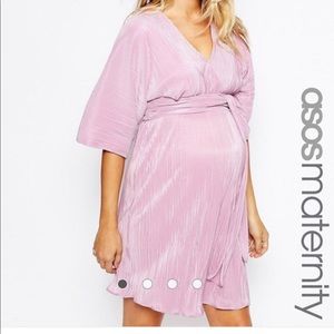 Maternity pleated midi dress